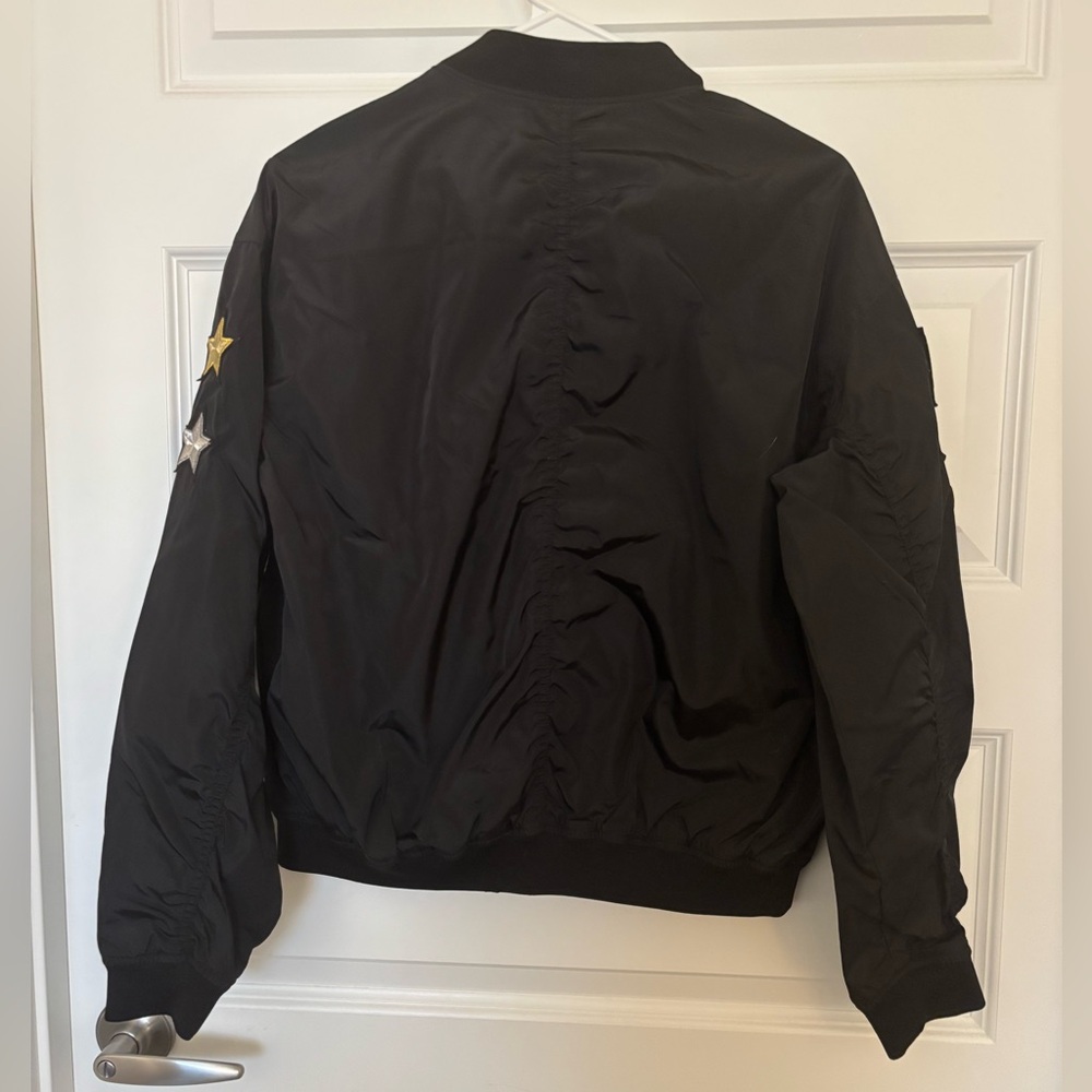 Express Black Bomber Jacket With Patch Detail - image 2
